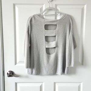 EXPRESS Knit Ladder Back Sweater in Silver  Large